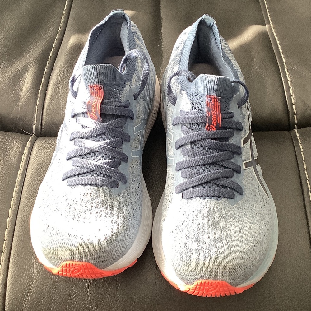 Asics Gray and Orange Athletic Shoes
